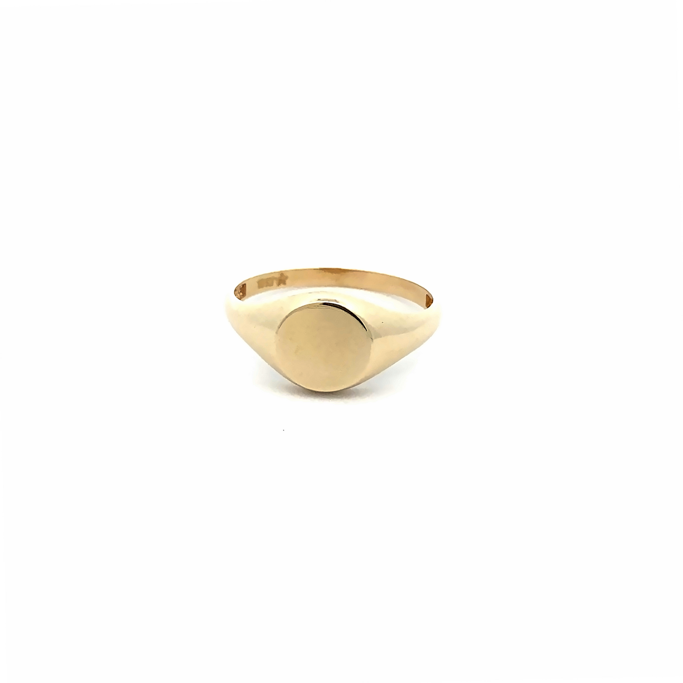 10 Karat Yellow Gold Round Small Signet Ring