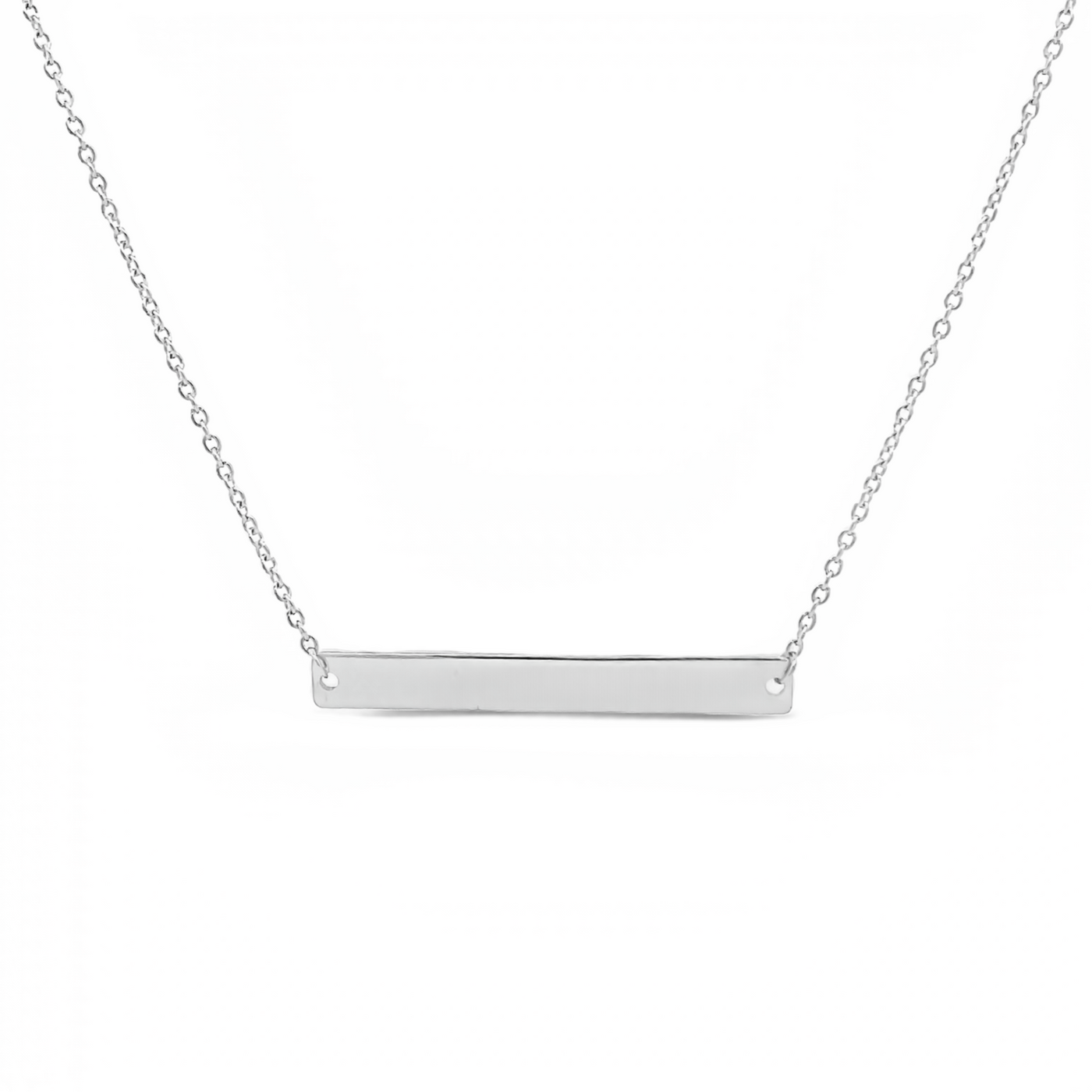 14 Karat White Gold Bar Necklace