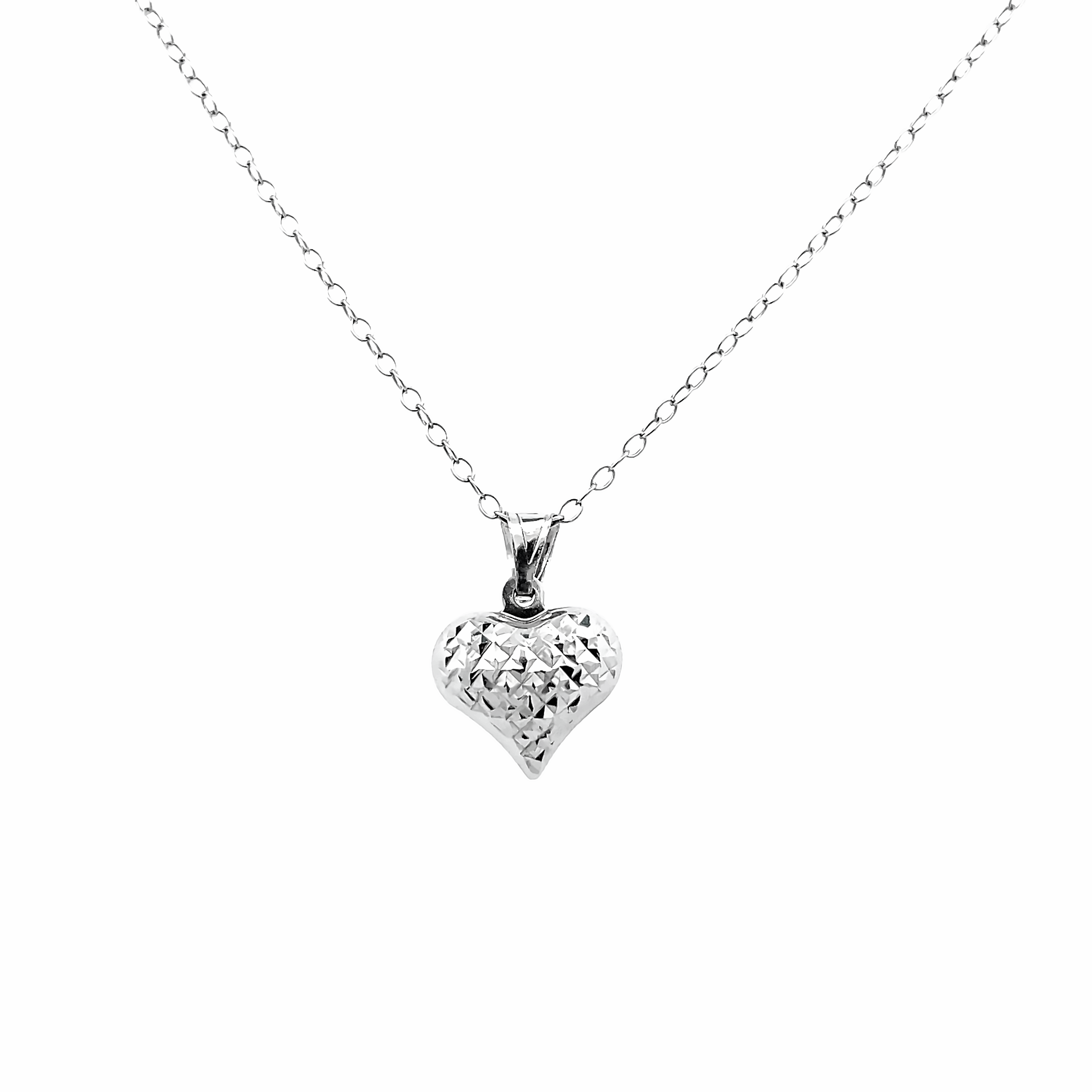 10 Karat White Gold Sparkle Heart Necklace – Kavar