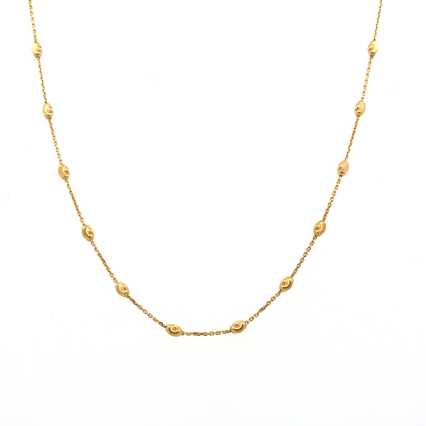 10 Karat Yellow Gold Oval Sparkle Chain Necklace