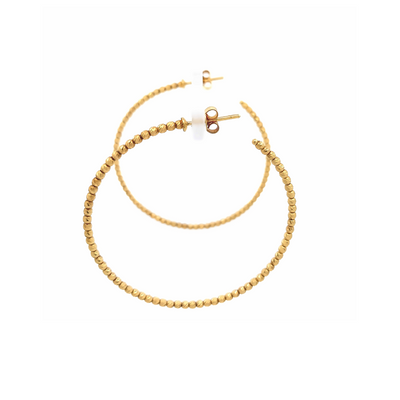 18 Karat Yellow Gold Beaded Hoop Earrings