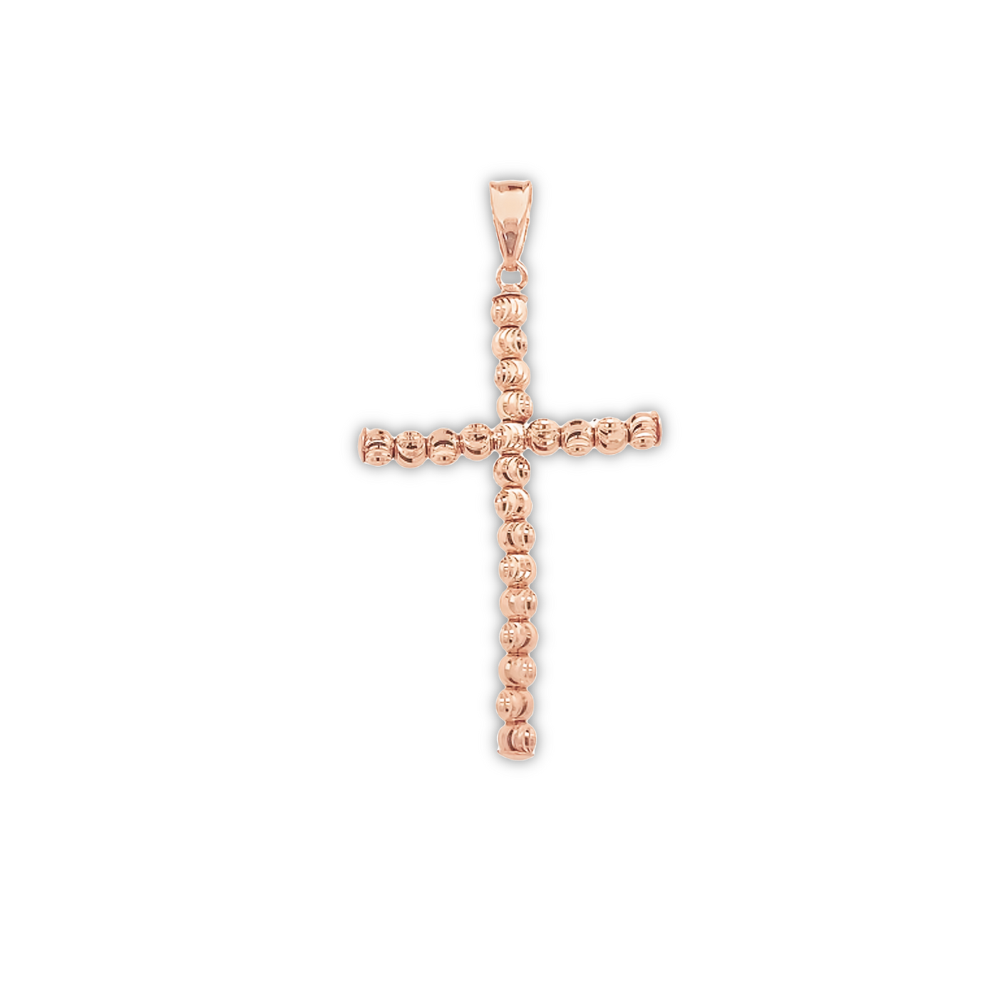 10 Karat Rose Gold Sparkle Bead Cross Pendant