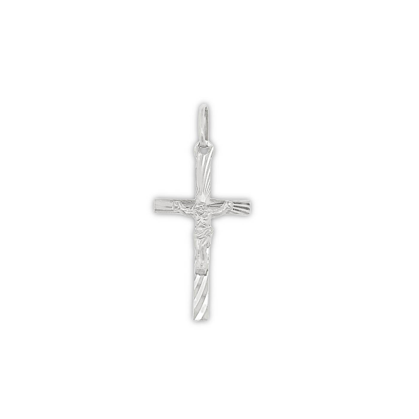 18 Karat Gold Crucifix Diamond Cut Cross Pendant