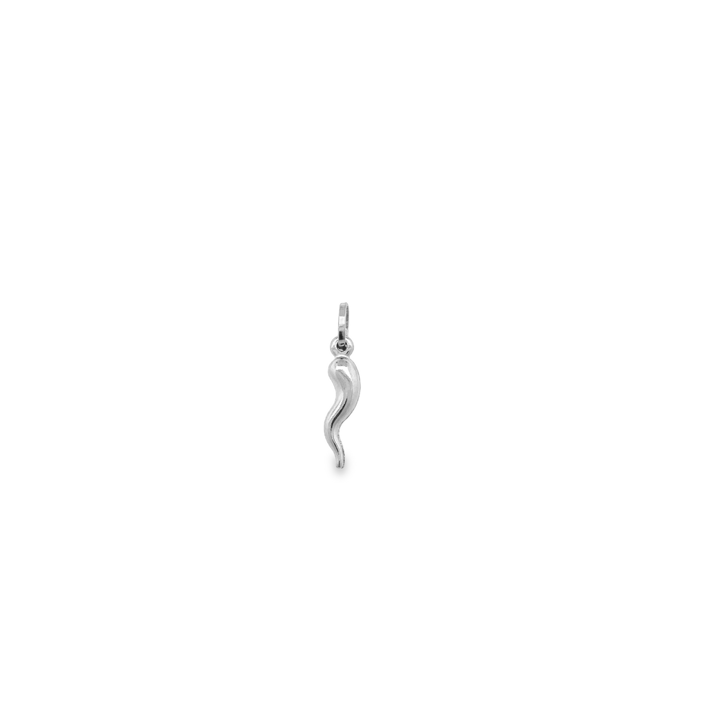 18 Karat White Gold Mini Corno Italian Horn Pendant 15mm