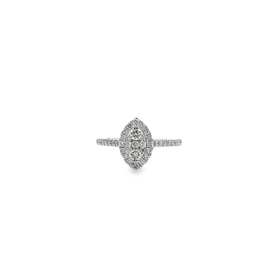 10 Karat White Gold 0.50CT Diamond Cluster Marquise Ring