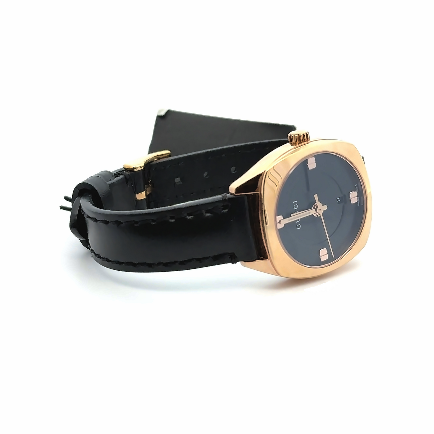 Gucci Black Dial Leather Watch- YA142509 - FINAL SALE