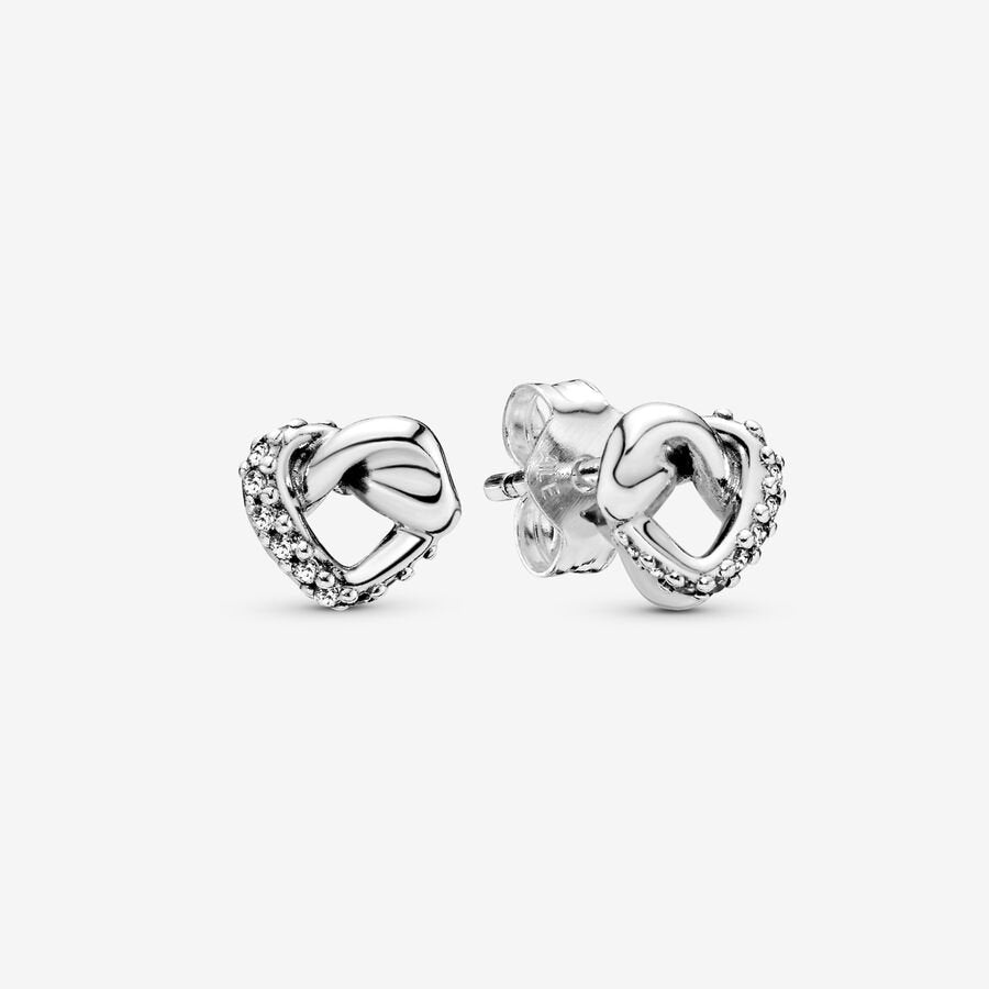 Pandora Knotted Heart Stud Earrings - 298019CZ