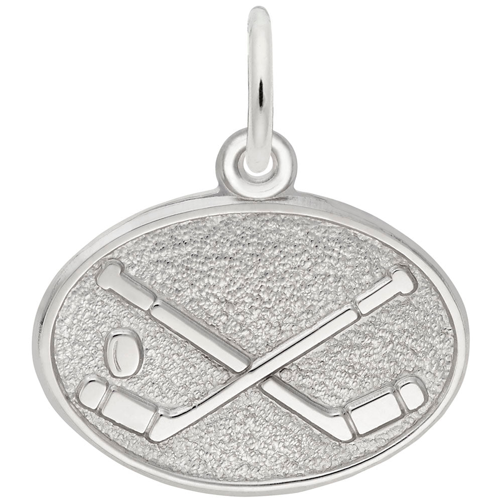 Sterling Silver Oval Hockey Charm