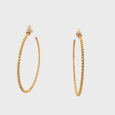 18 Karat Yellow Gold Beaded Hoop Earrings