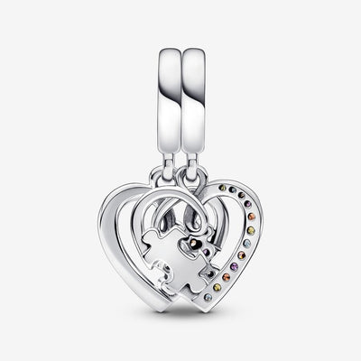 Pandora Puzzle Piece Hearts Splittable Friendship Dangle Charm - 792239C01