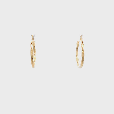 10 Karat Yellow Gold Twist Hoop Earrings