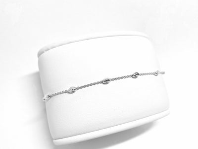 10 Karat White Gold Laser Cut Bead Anklet