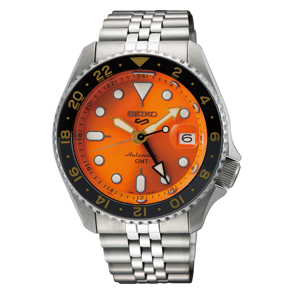 Seiko 5 Sport Automatic GMT Orange Dial Watch-SSK005