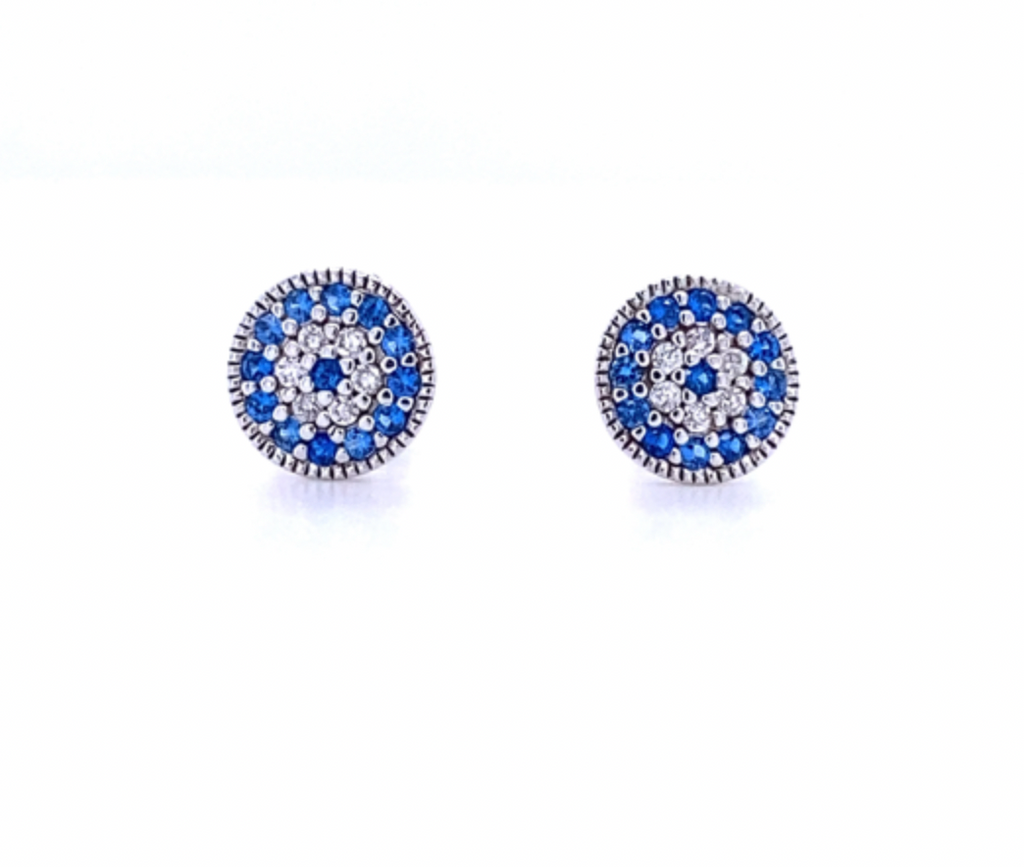 Sterling Silver Cubic Zirconia Evil Eye Stud Earrings