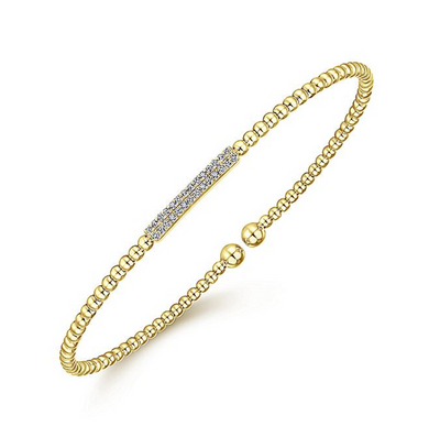 Gabriel & Co. 14 Karat Yellow Gold Bujukan Bead Bracelet with Diamond Bar