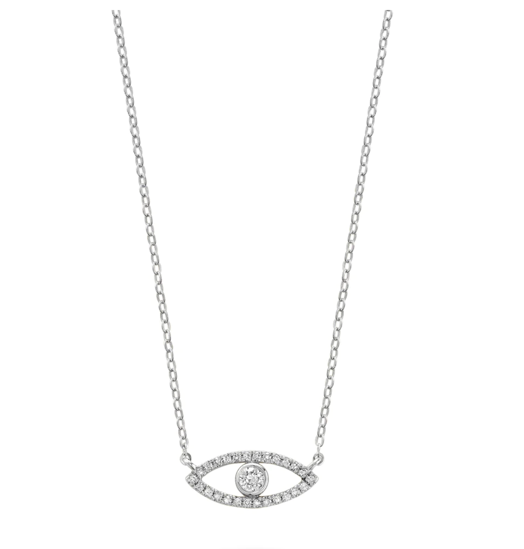 10 Karat Gold Evil Eye Diamond 0.11CT Necklace