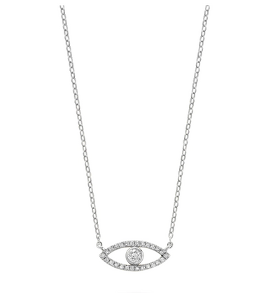 10 Karat Gold Evil Eye Diamond 0.11CT Necklace