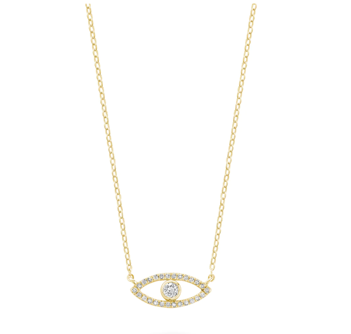 10 Karat Gold Evil Eye Diamond 0.11CT Necklace