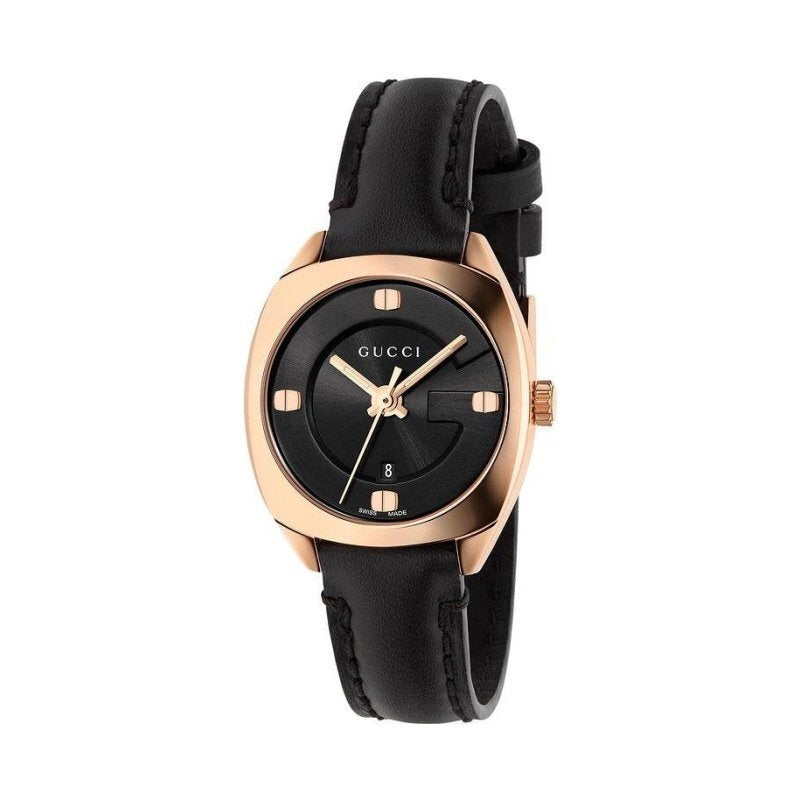 Gucci Black Dial Leather Watch- YA142509 - FINAL SALE