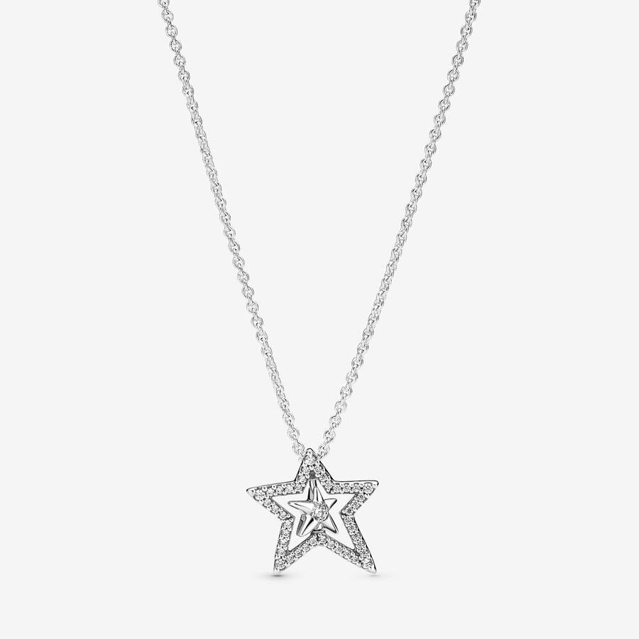 Pandora Pavé Asymmetric Star Collier Necklace - 390020C01-45